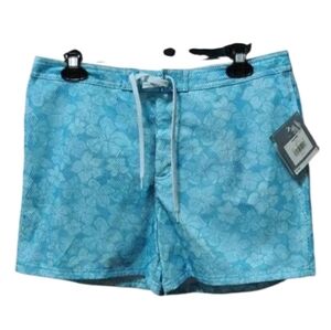 NWT Women's Tek Gear Blue Floral Hybrid Swim Shorts coverup ~12